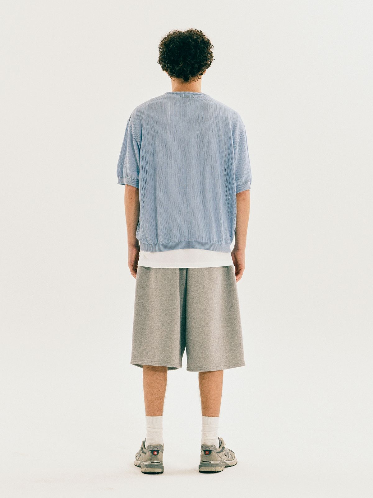 예일(YALE) MESH CREWNECK KNIT SKY BLUE