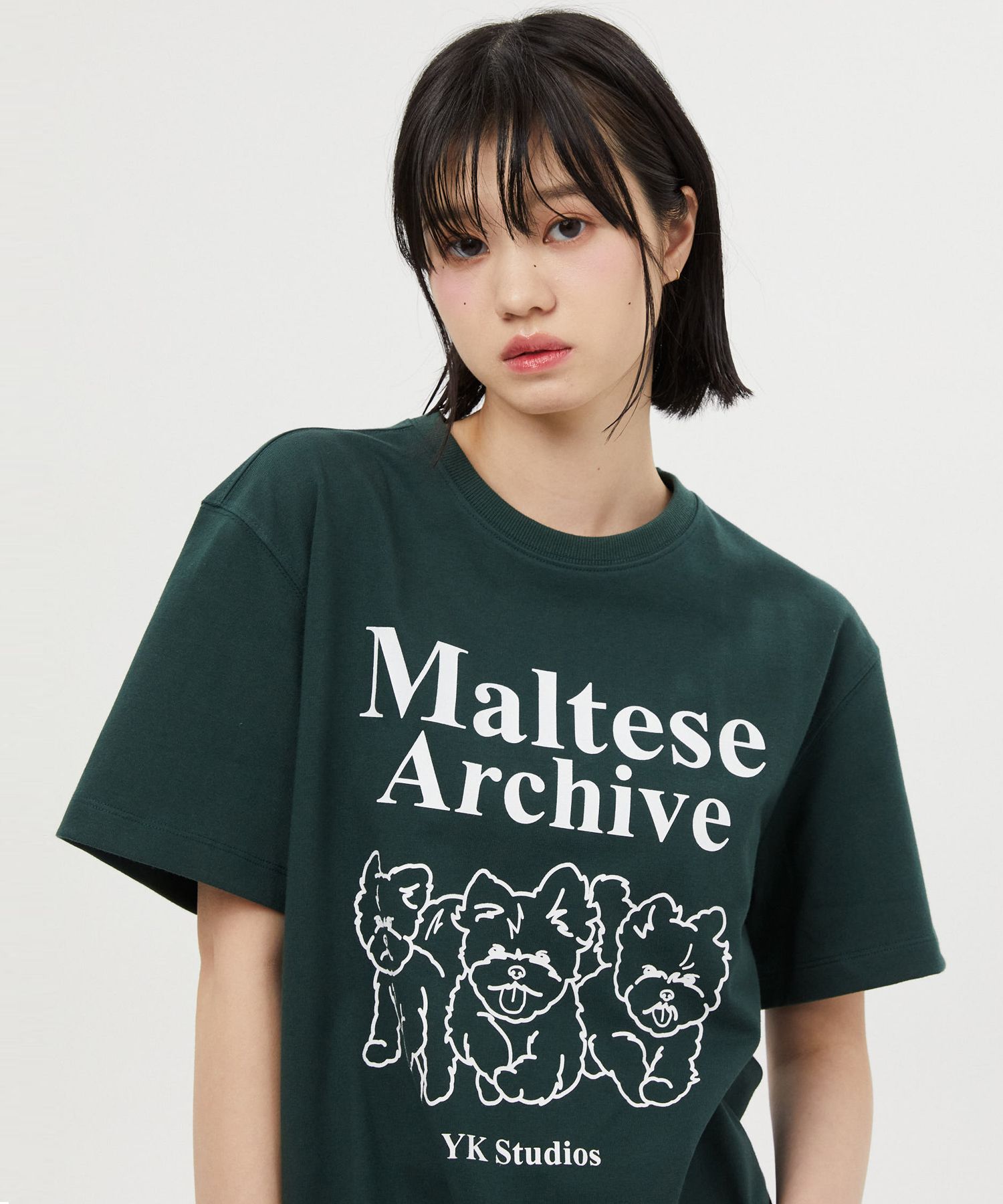 ◆Wai Kei◆ Maltese Gang Short Sleeve T-Shirt Green MUSINSA | WAI KEI Maltese Archive Line Graphic Short Sleeve