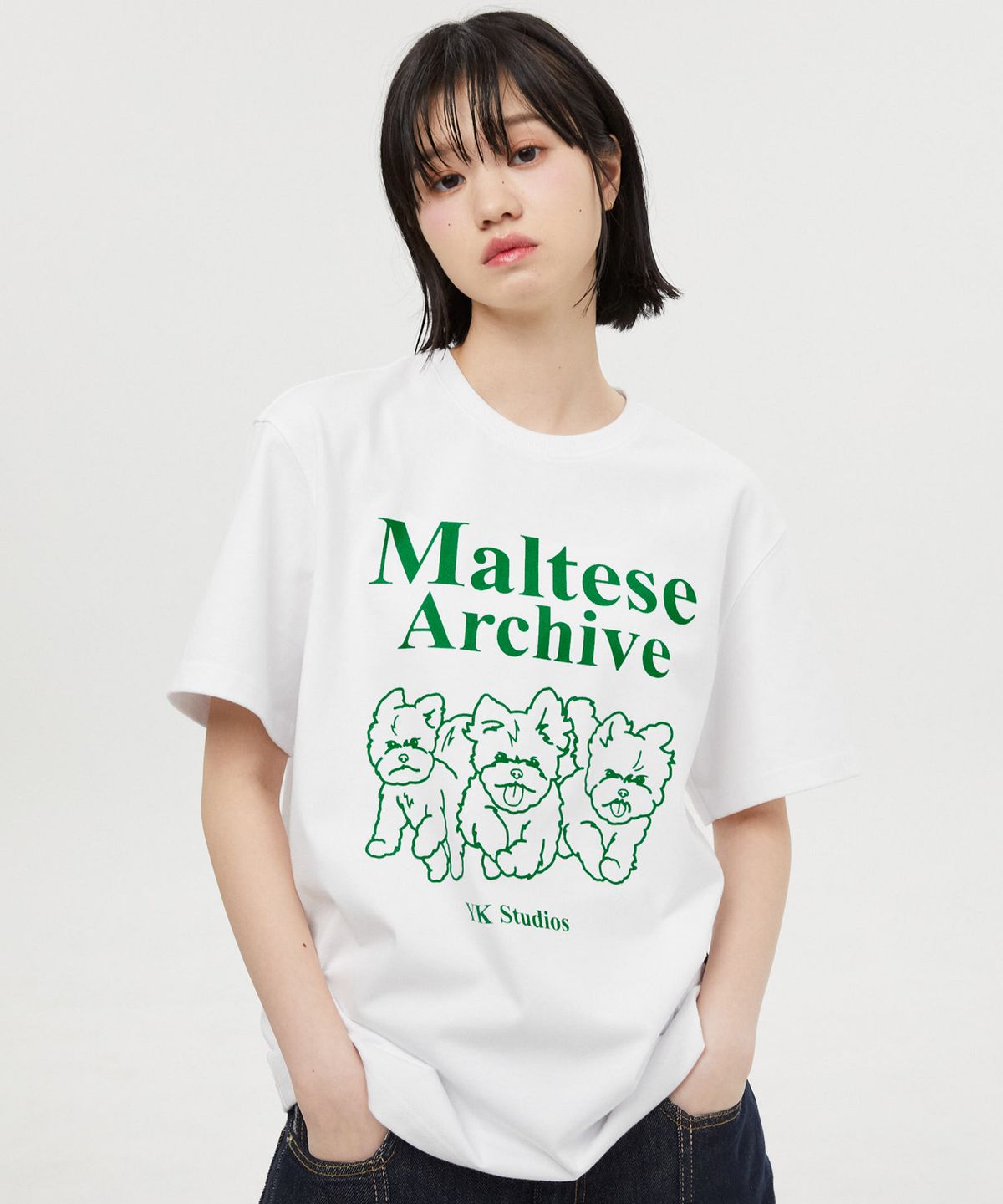 와이케이(WAIKEI) 말티즈 아카이브 라인 그래픽 반팔티셔츠 화이트