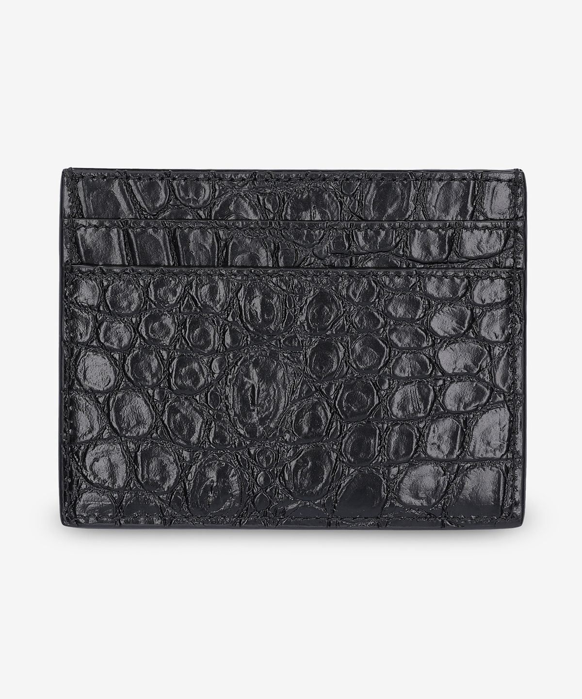 생로랑(SAINT LAURENT) 공용 크로커다일 엠보스드 가죽 카드 홀더 - 블랙 / 375946DZE0E1000