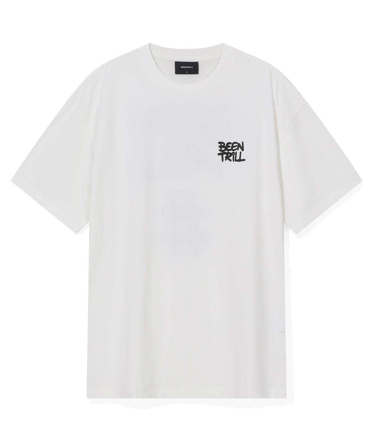 빈트릴(BEENTRILL) 스프레이 해시태그 티셔츠(오프 화이트)