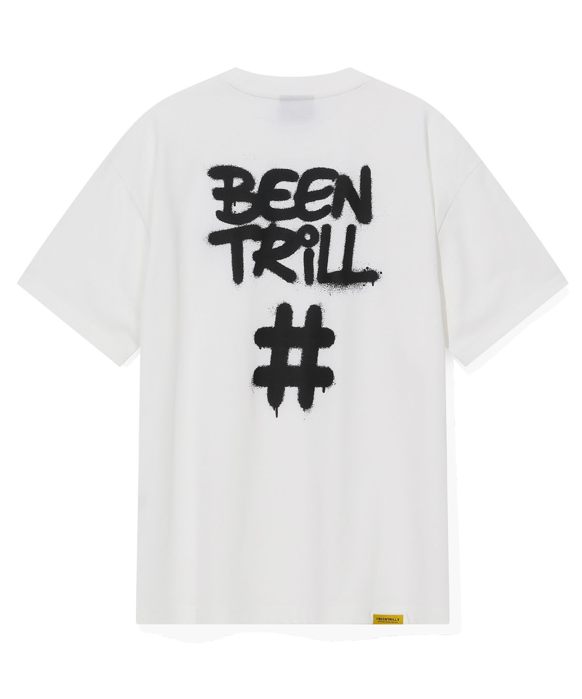 빈트릴(BEENTRILL) 스프레이 해시태그 티셔츠(오프 화이트)