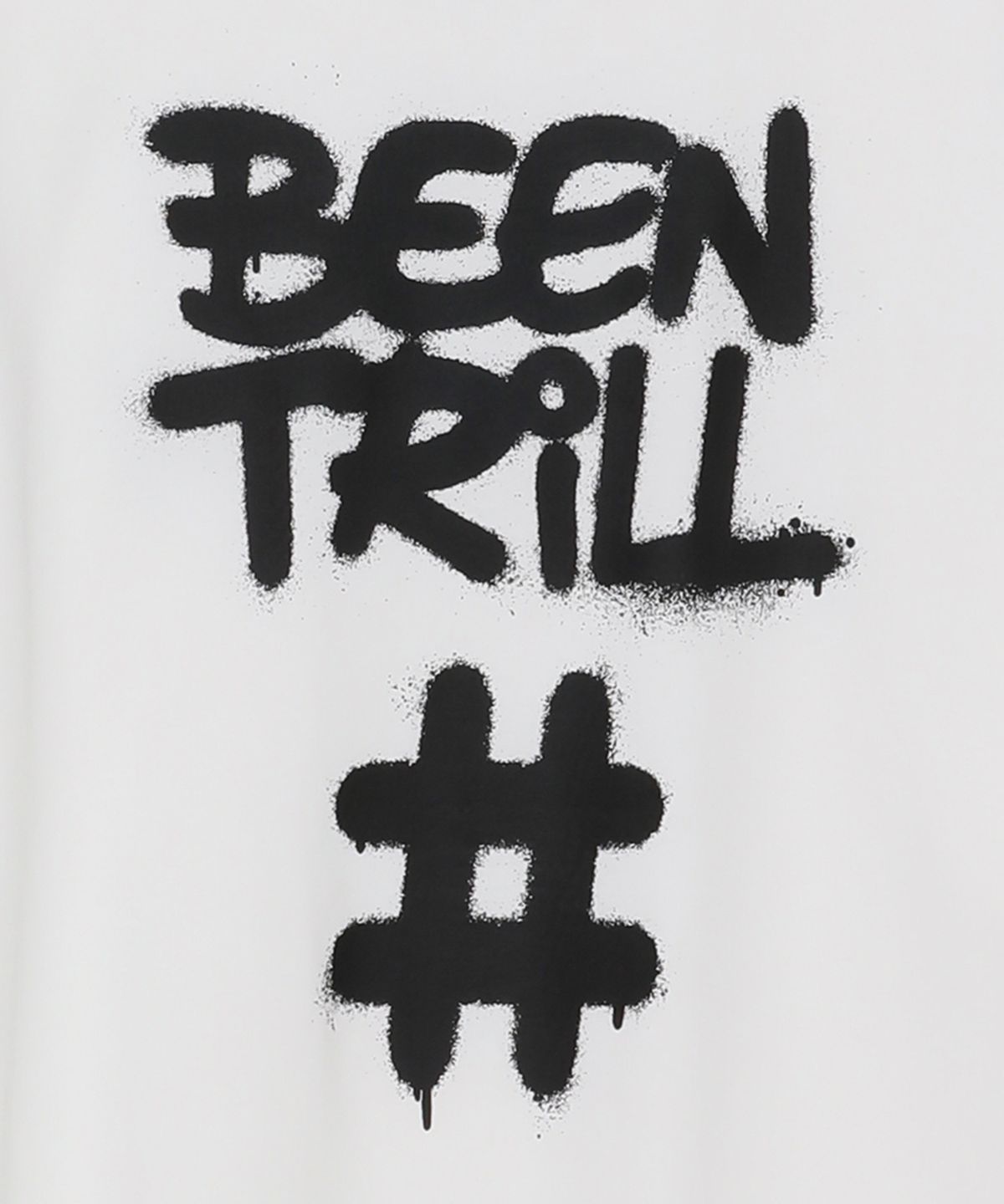 빈트릴(BEENTRILL) 스프레이 해시태그 티셔츠(오프 화이트)