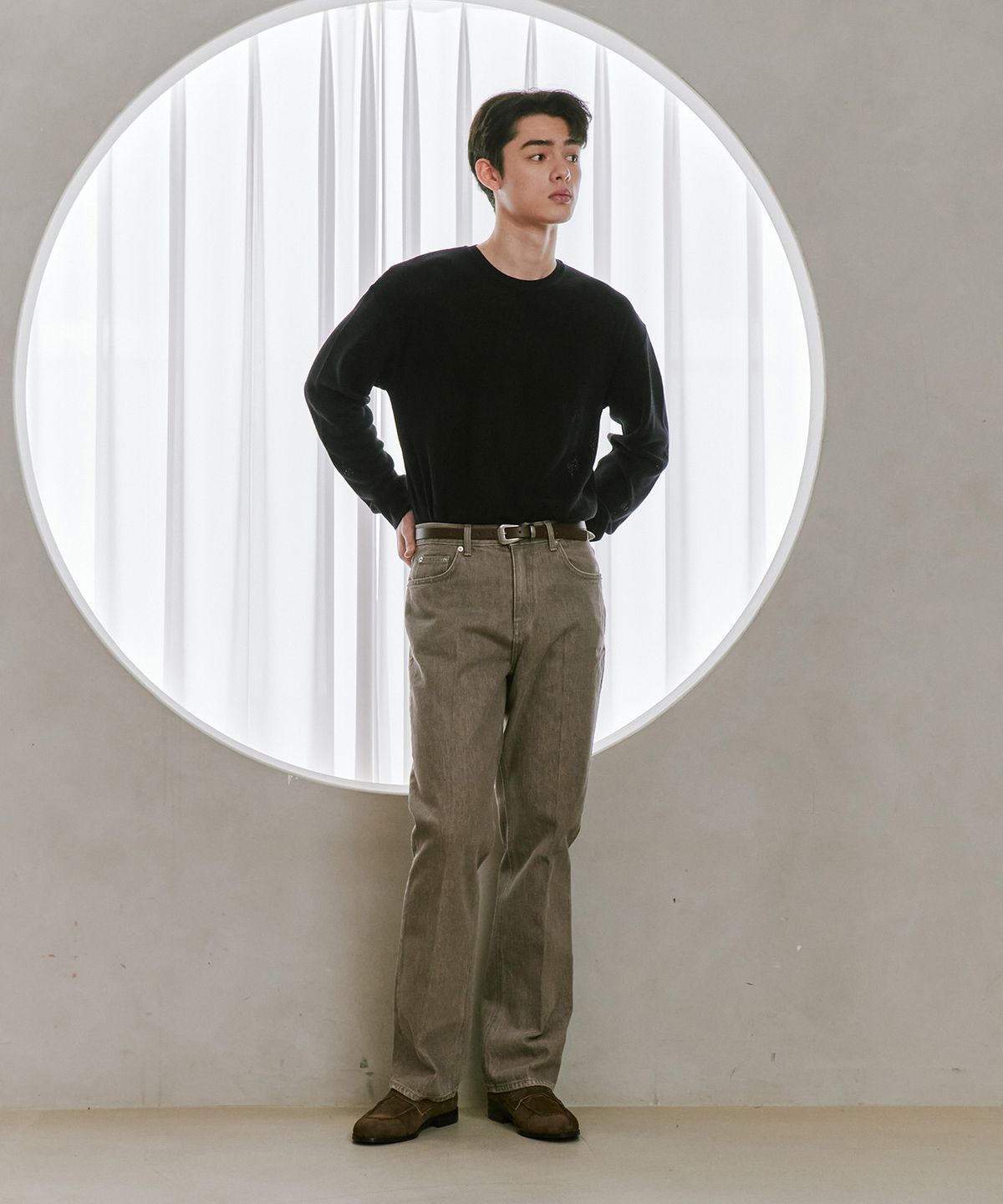 피렌체 아뜨리에(FIRENZE ATELIER) 스탠다드 유팁 스웨이드 페니로퍼 4050-QS [DARK BROWN]