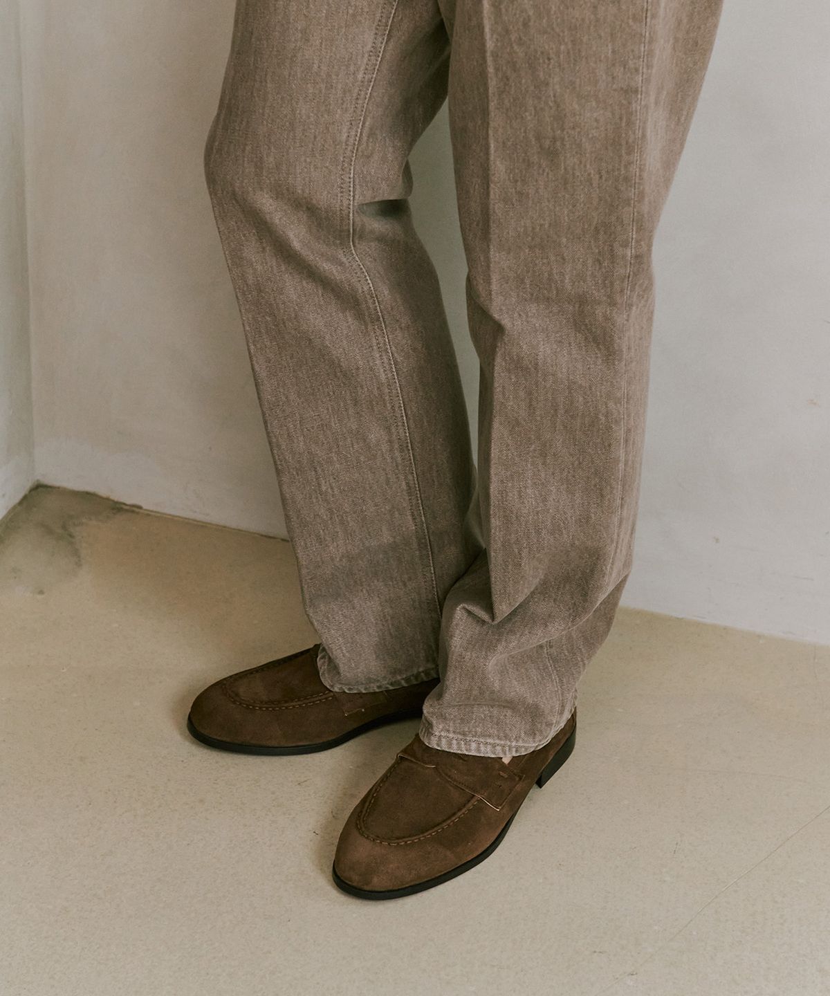 피렌체 아뜨리에(FIRENZE ATELIER) 스탠다드 유팁 스웨이드 페니로퍼 4050-QS [DARK BROWN]