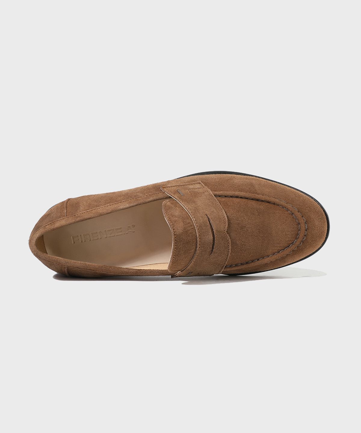 피렌체 아뜨리에(FIRENZE ATELIER) 스탠다드 유팁 스웨이드 페니로퍼 4050-QS [MID BROWN]