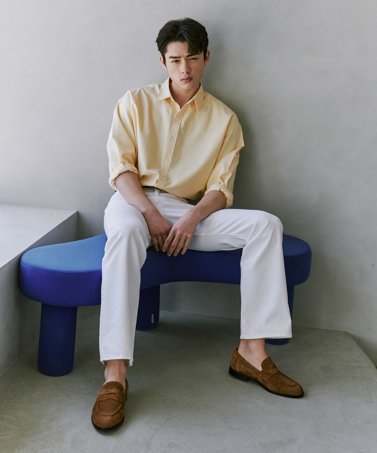 피렌체 아뜨리에(FIRENZE ATELIER) 스탠다드 유팁 스웨이드 페니로퍼 4050-QS [MID BROWN]