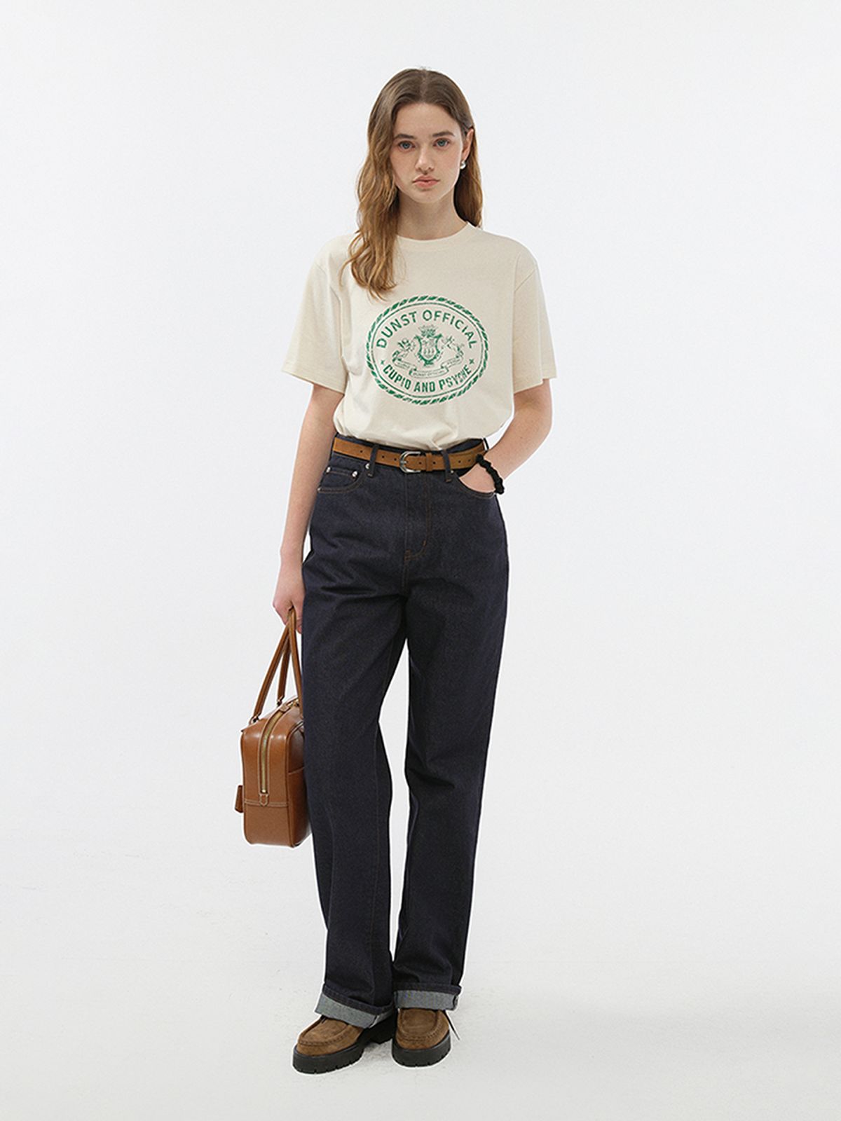 던스트(DUNST) UNISEX CUPID CAMPUS T-SHIRT_UDTS5B121_CREAM