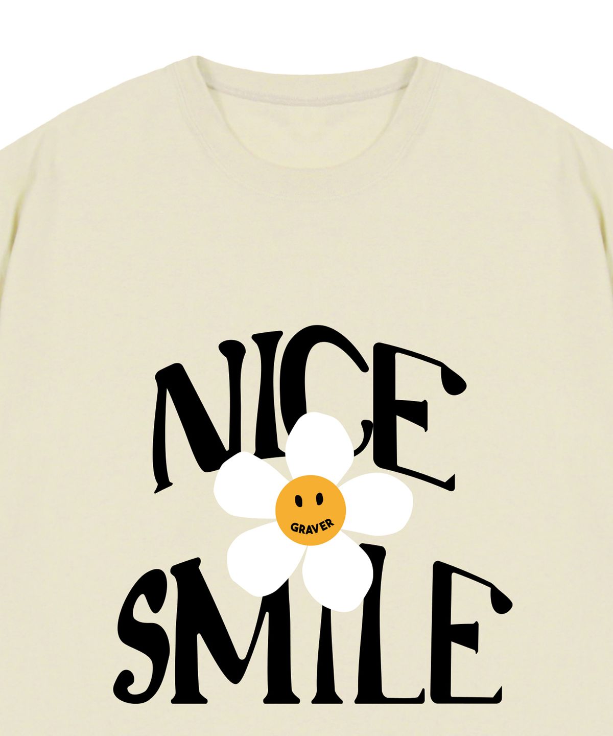 그레이버(GRAVER) [UNISEX]NICE SMILE 로고 플라워 반팔티_샌드베이지