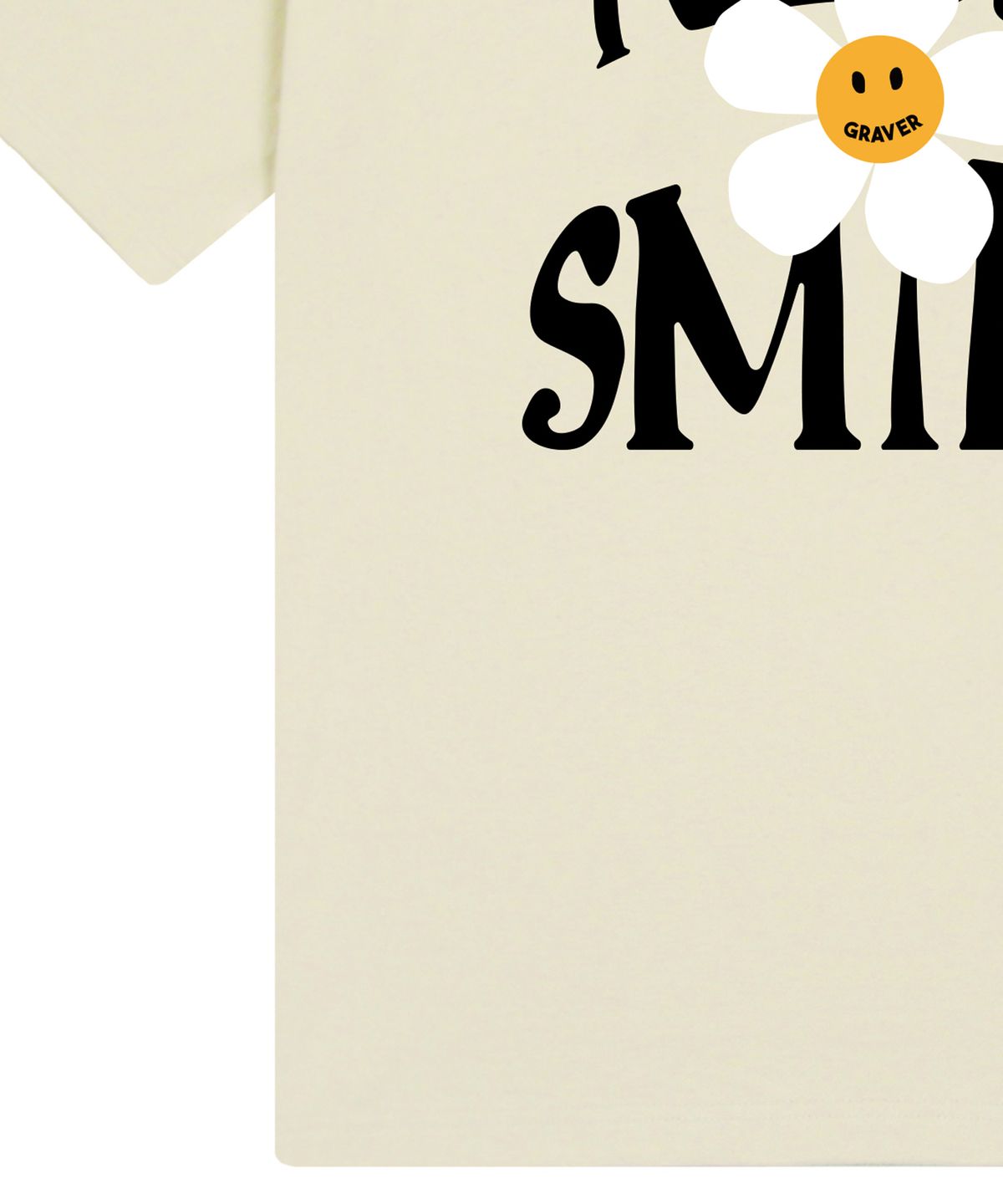 그레이버(GRAVER) [UNISEX]NICE SMILE 로고 플라워 반팔티_샌드베이지