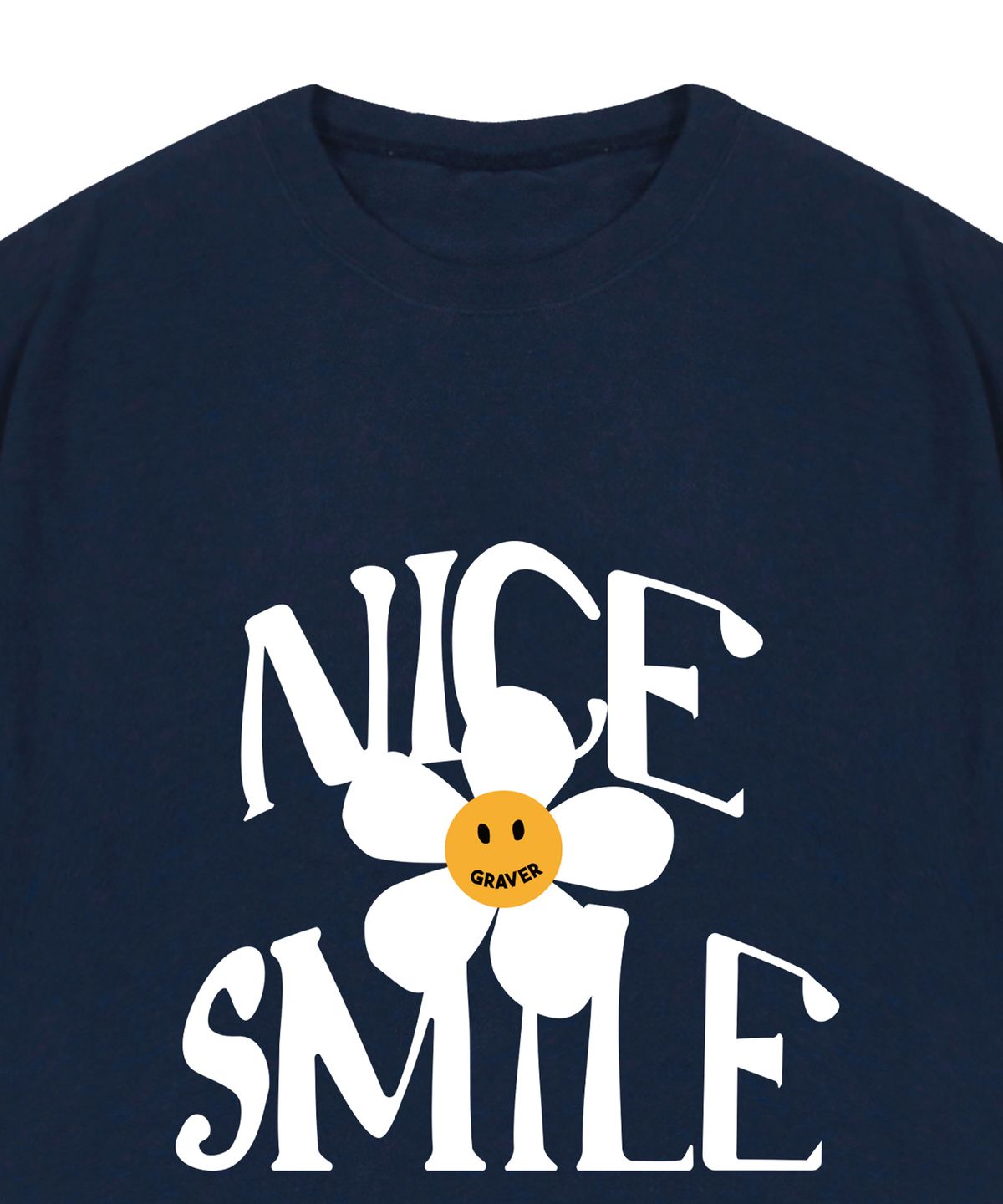 그레이버(GRAVER) [UNISEX]NICE SMILE 로고 플라워 반팔티_네이비