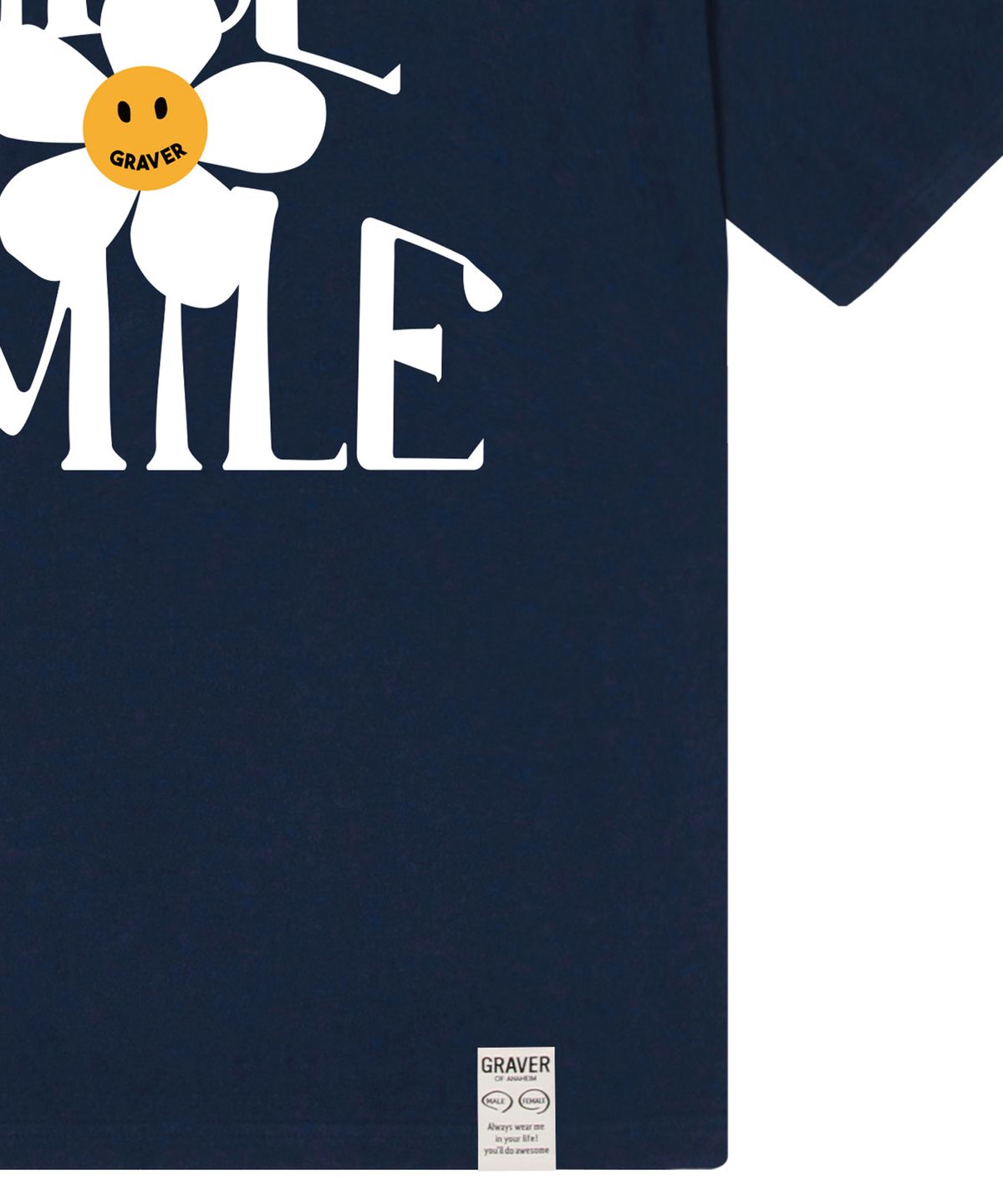 그레이버(GRAVER) [UNISEX]NICE SMILE 로고 플라워 반팔티_네이비