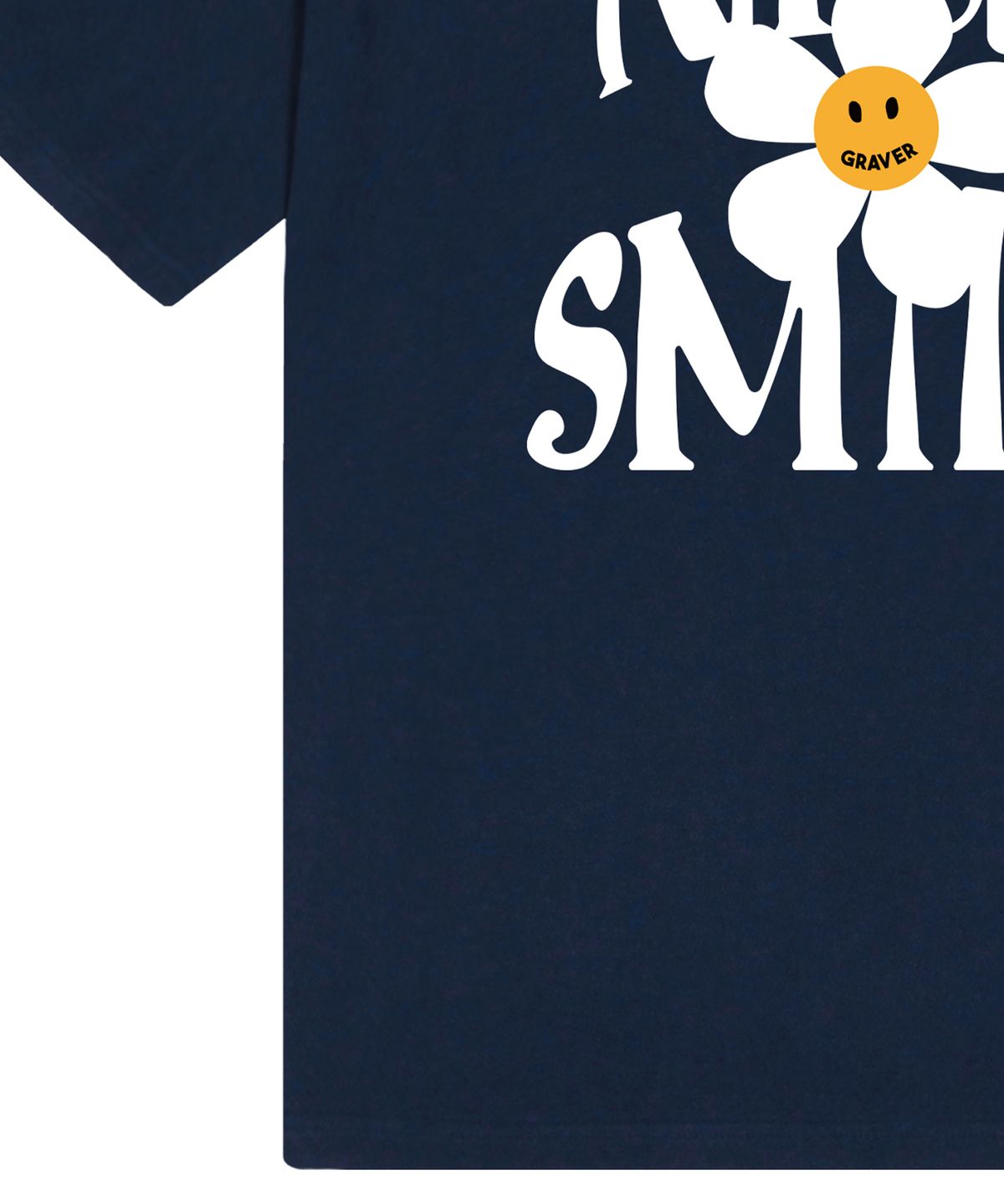 그레이버(GRAVER) [UNISEX]NICE SMILE 로고 플라워 반팔티_네이비