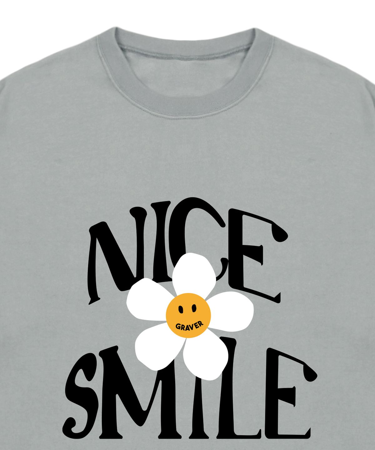 그레이버(GRAVER) [UNISEX]NICE SMILE 로고 플라워 반팔티_카키그레이