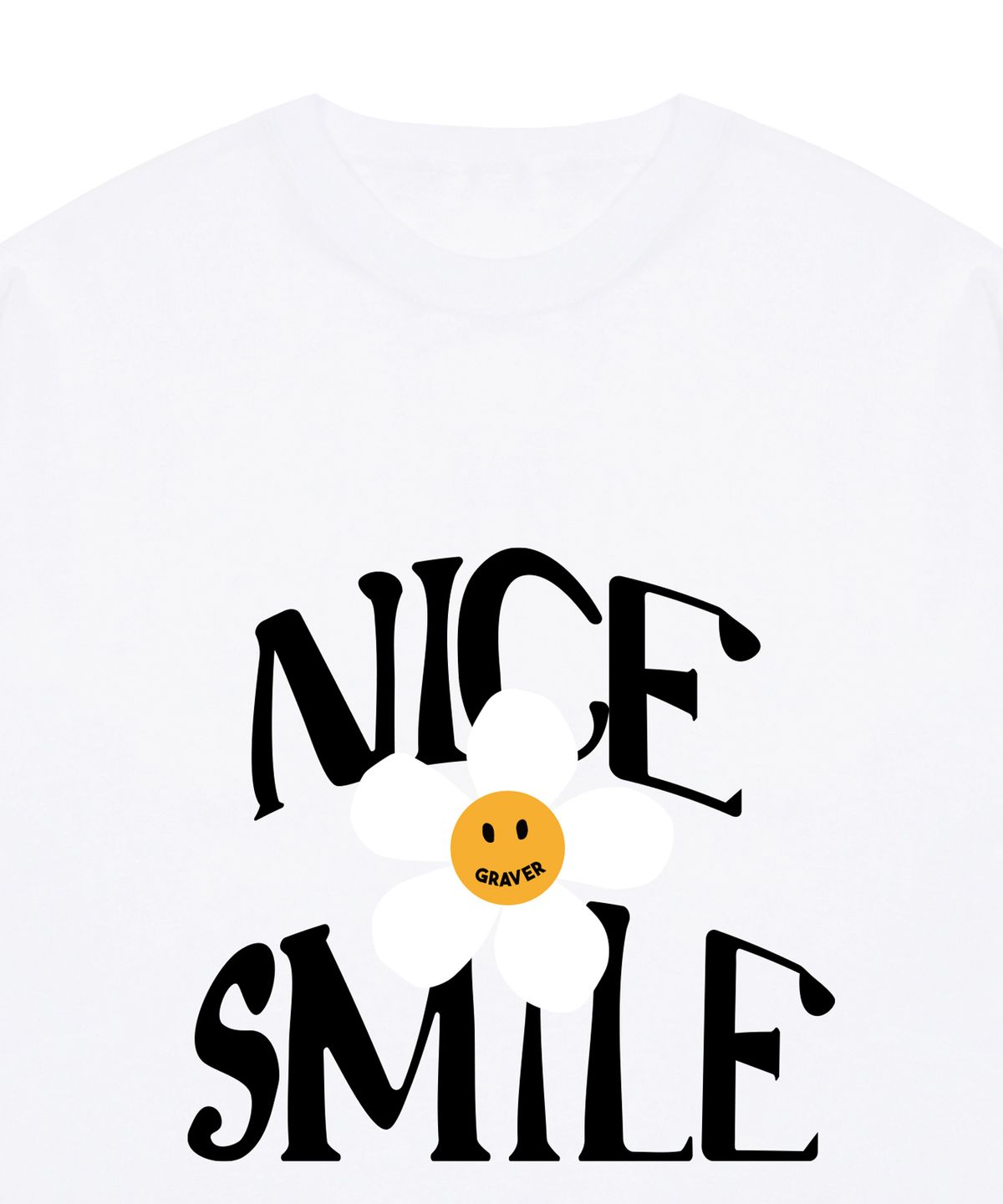 그레이버(GRAVER) [UNISEX]NICE SMILE 로고 플라워 반팔티_화이트