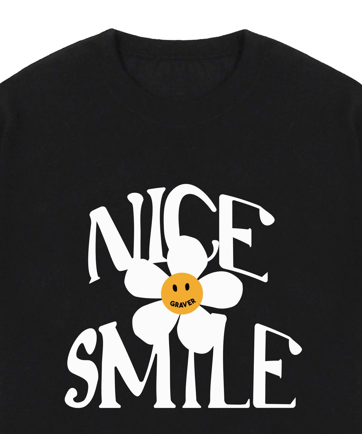 그레이버(GRAVER) [UNISEX]NICE SMILE 로고 플라워 반팔티_블랙