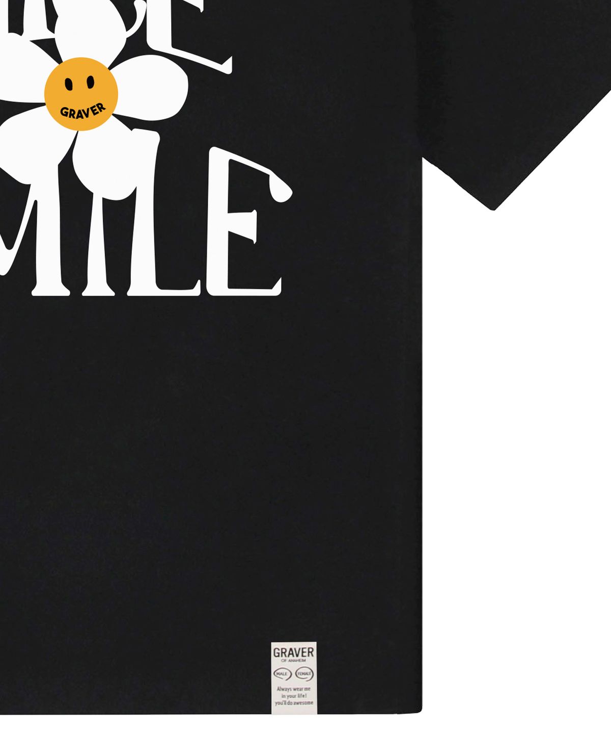 그레이버(GRAVER) [UNISEX]NICE SMILE 로고 플라워 반팔티_블랙