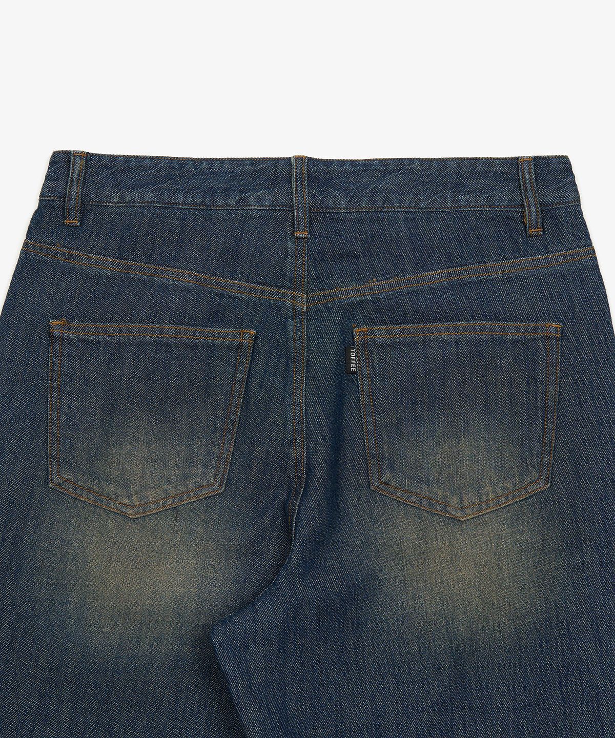 토피(TOFFEE) SL01 섬머 데님 와이드 팬츠 (WASHED DEEP INDIGO)