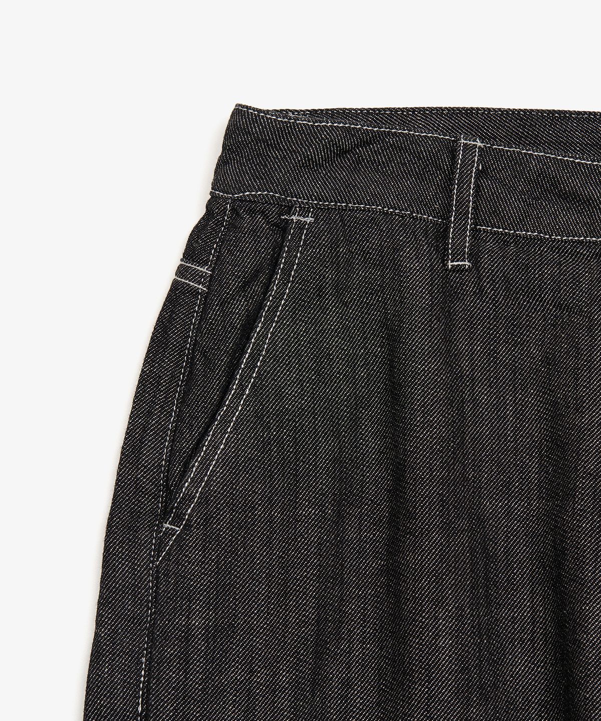 토피(TOFFEE) 내츄럴 린넨 데님 와이드 팬츠 (WASHED BLACK)