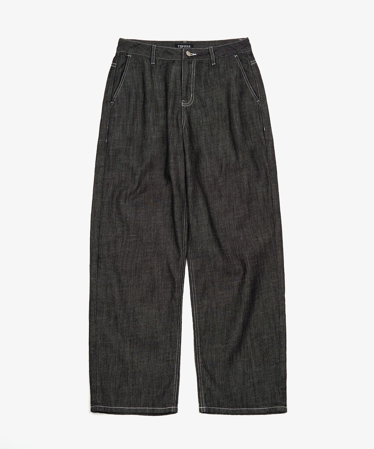 토피(TOFFEE) 내츄럴 린넨 데님 와이드 팬츠 (WASHED BLACK)