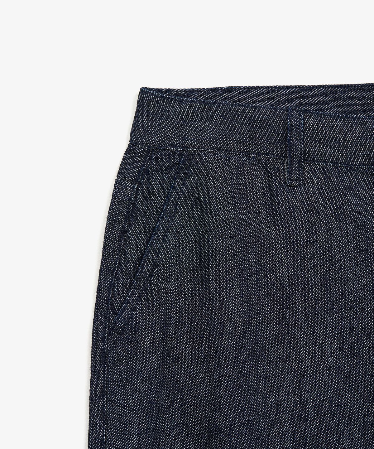 토피(TOFFEE) 내츄럴 린넨 데님 와이드 팬츠 (RAW INDIGO)