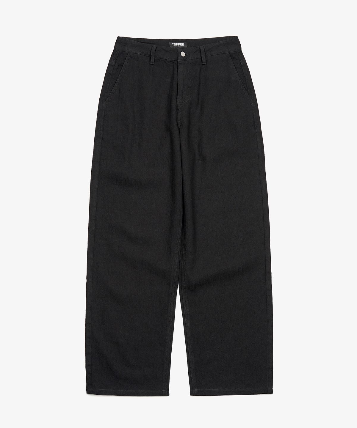 토피(TOFFEE) 내츄럴 린넨 데님 와이드 팬츠 (BLACK)