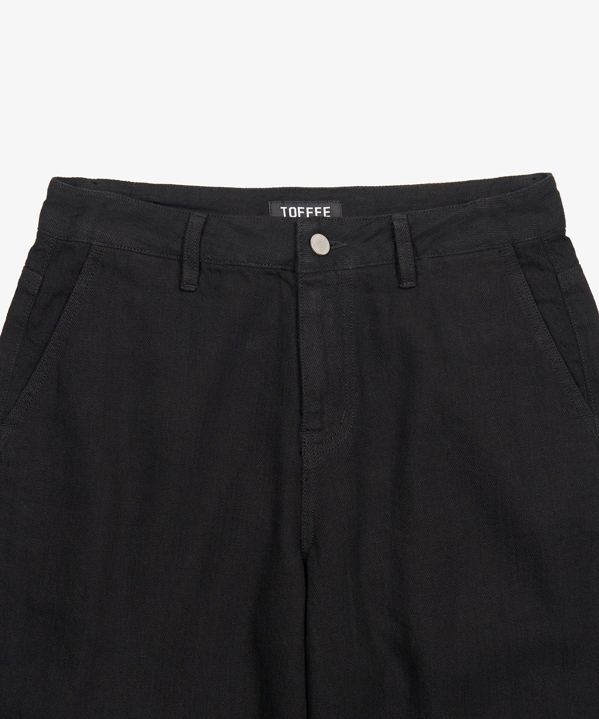 토피(TOFFEE) 내츄럴 린넨 데님 와이드 팬츠 (BLACK)