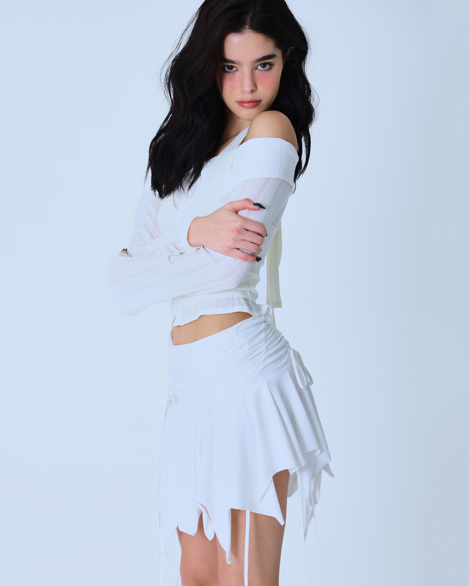 ★2023SS新作★SIO★FAIRY IRREGULAR SHIRRING STRING SKIRT MUSINSA | SIO Fairy Irregular Shirring String Skirt [Black]