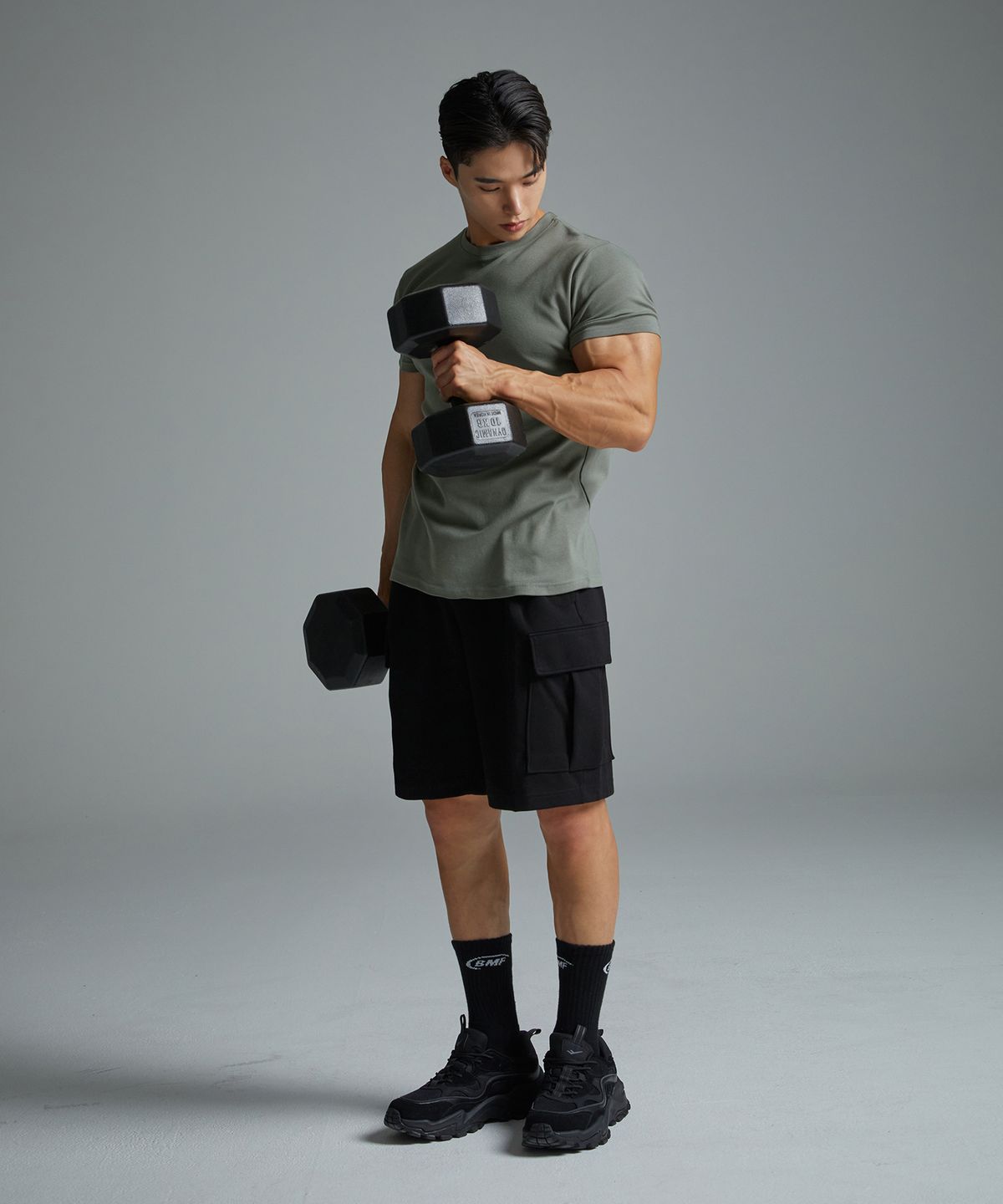 블랙몬스터핏(BLACK MONSTER FIT) 코튼 폴리 하프 슬리브 (KHAKI) / BM230106