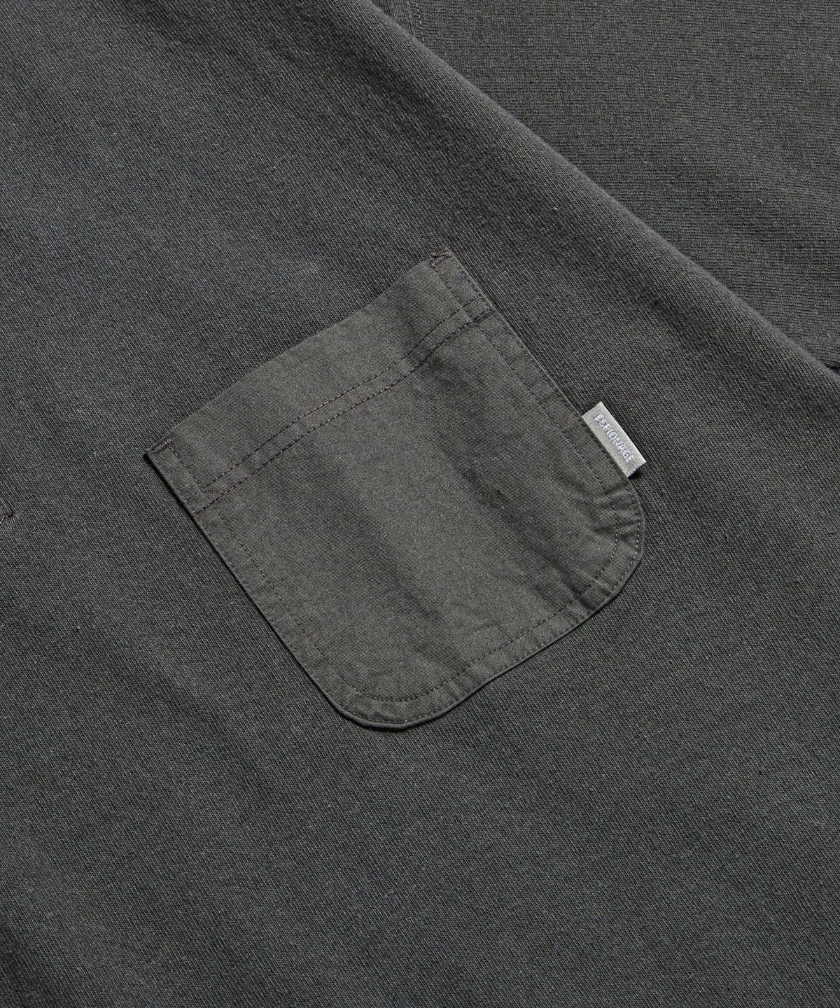 에스피오나지(ESPIONAGE) Pocket Wide Henley Neck Shirt Vintage Black