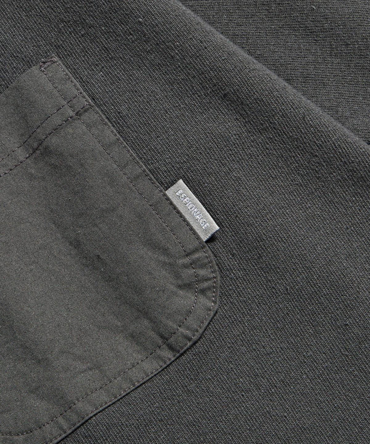 에스피오나지(ESPIONAGE) Pocket Wide Henley Neck Shirt Vintage Black