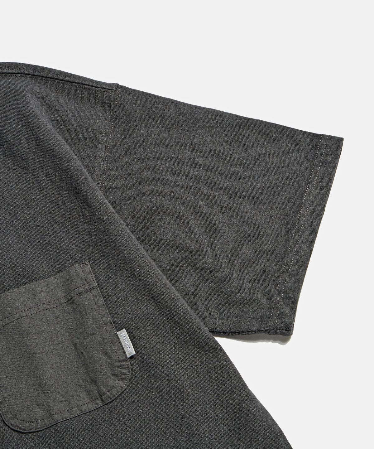 에스피오나지(ESPIONAGE) Pocket Wide Henley Neck Shirt Vintage Black