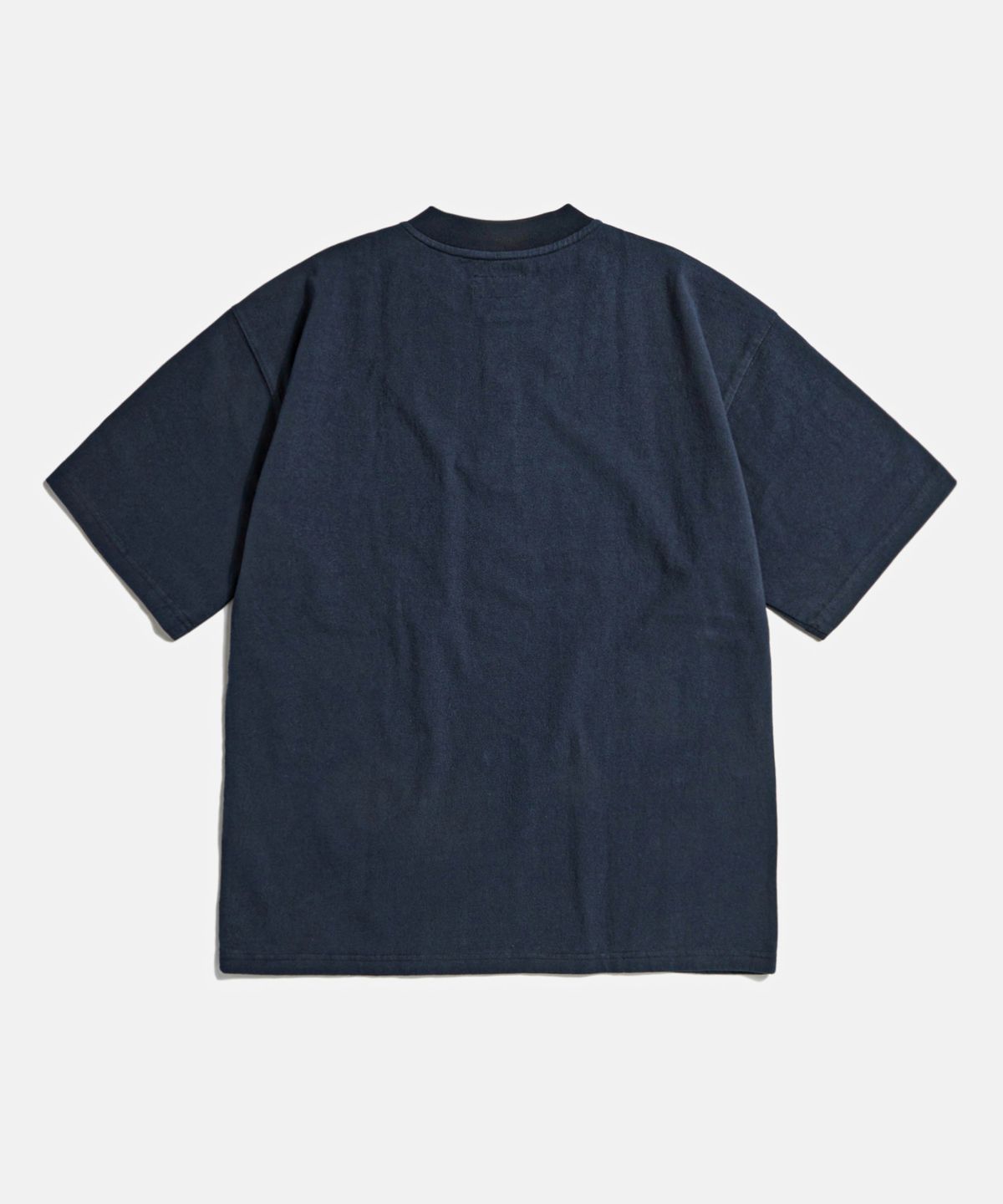 에스피오나지(ESPIONAGE) Pocket Wide Henley Neck Shirt Navy