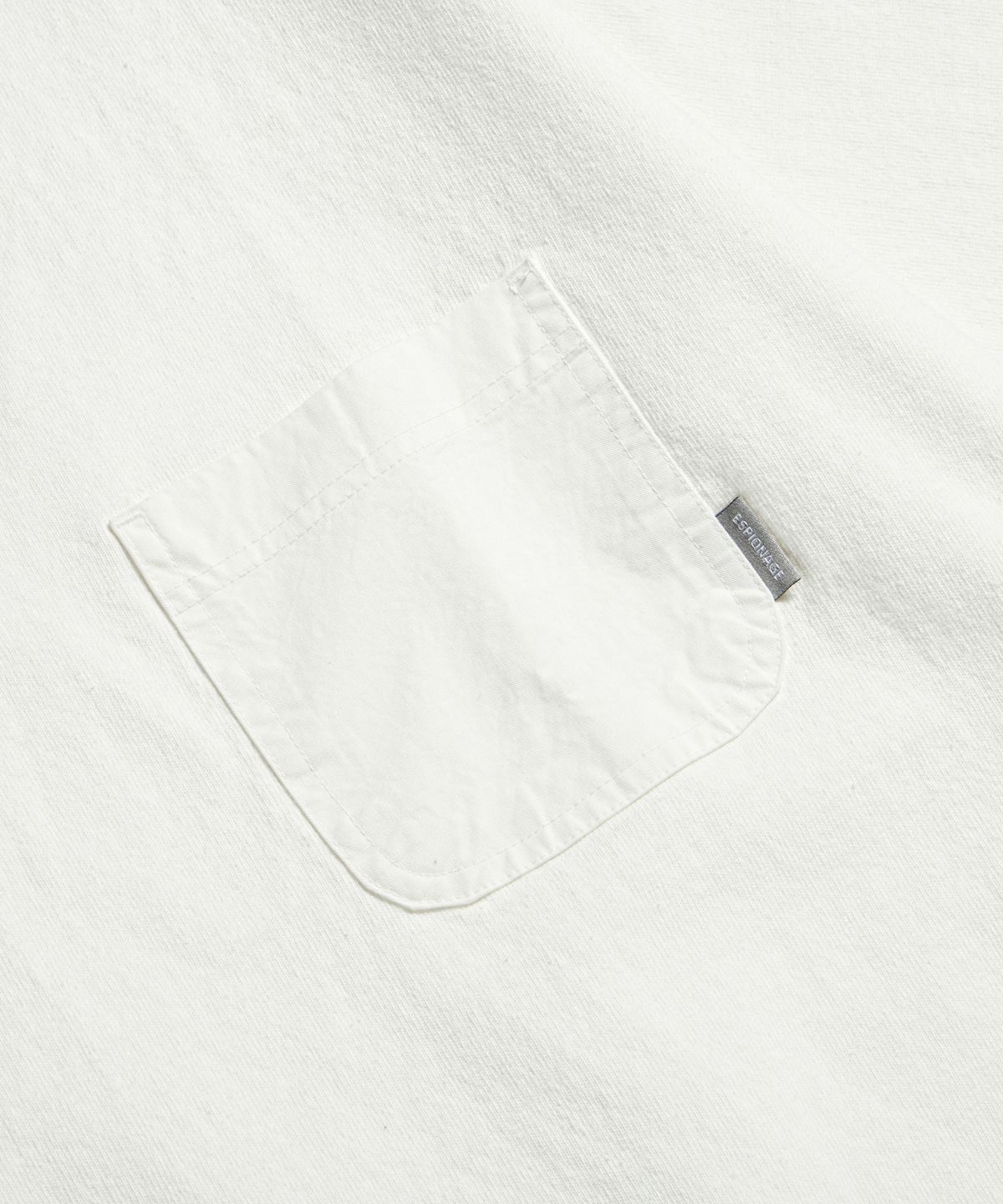 에스피오나지(ESPIONAGE) Pocket Wide Henley Neck Shirt Off White