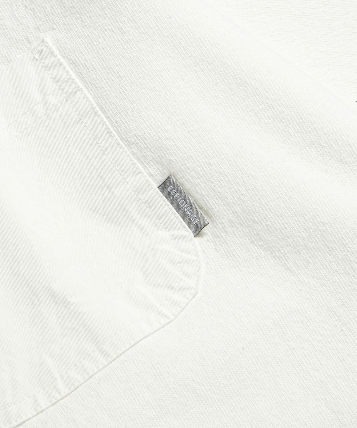 에스피오나지(ESPIONAGE) Pocket Wide Henley Neck Shirt Off White