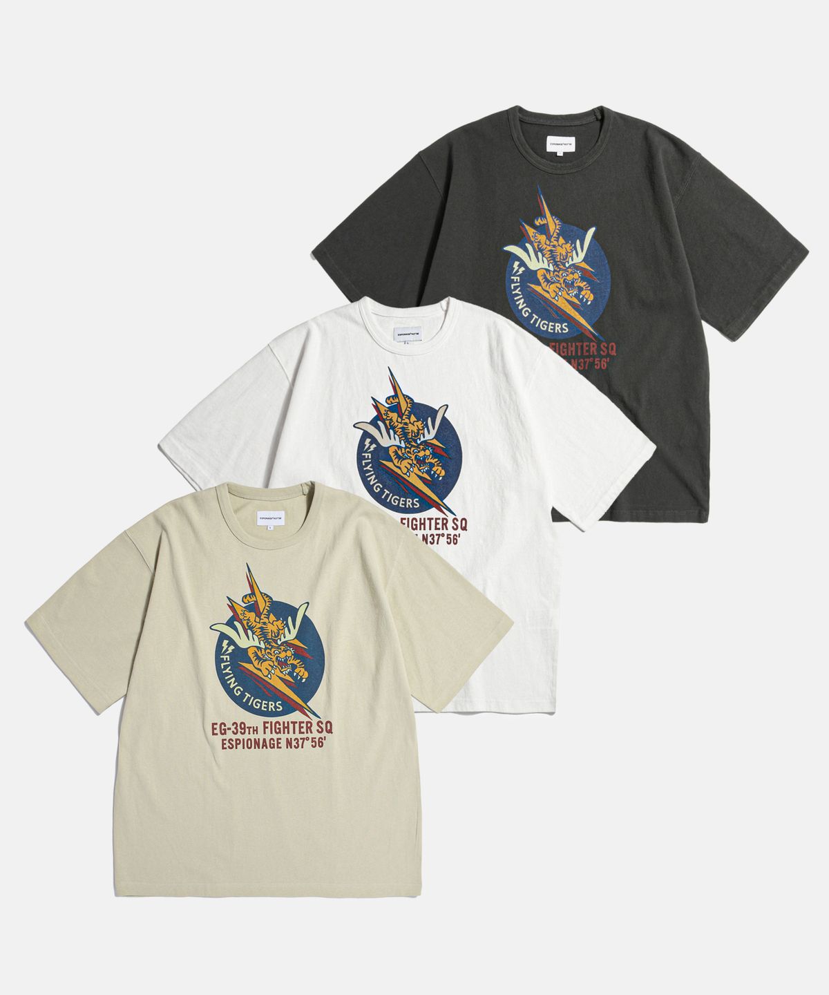 에스피오나지(ESPIONAGE) Flying Tigers Heavyweight Tee Vintage Black
