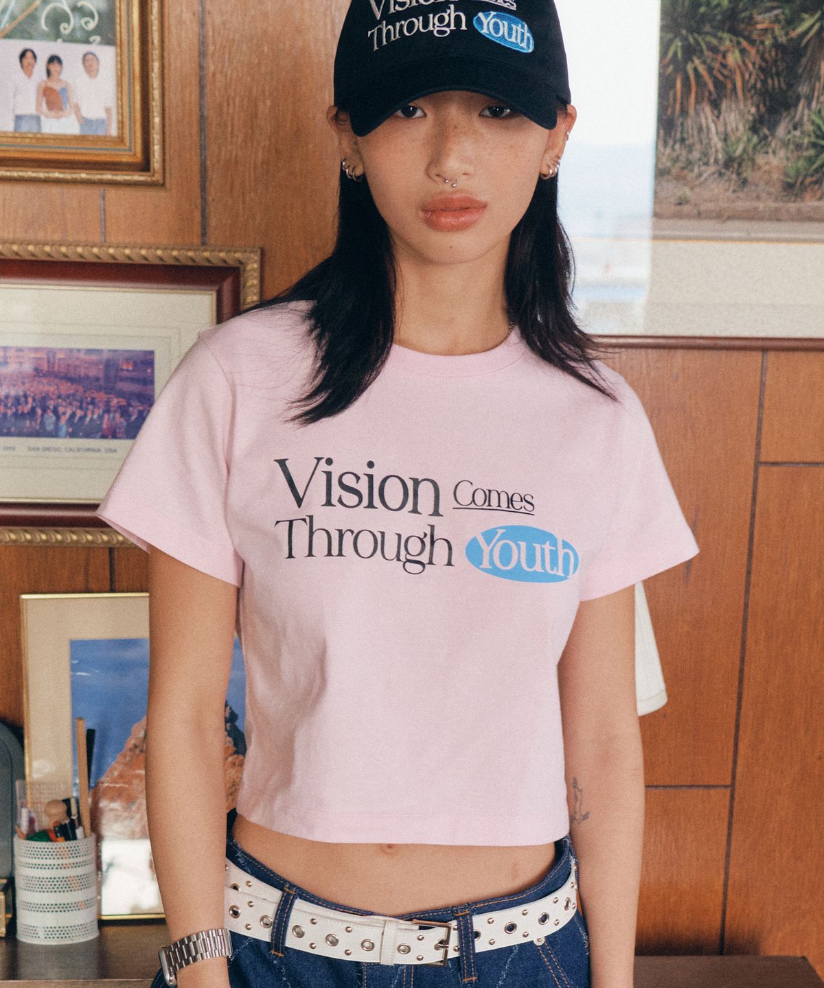 비전스트릿웨어(VISION STREETWEAR) VSW Crop Youth T-Shirts Pink