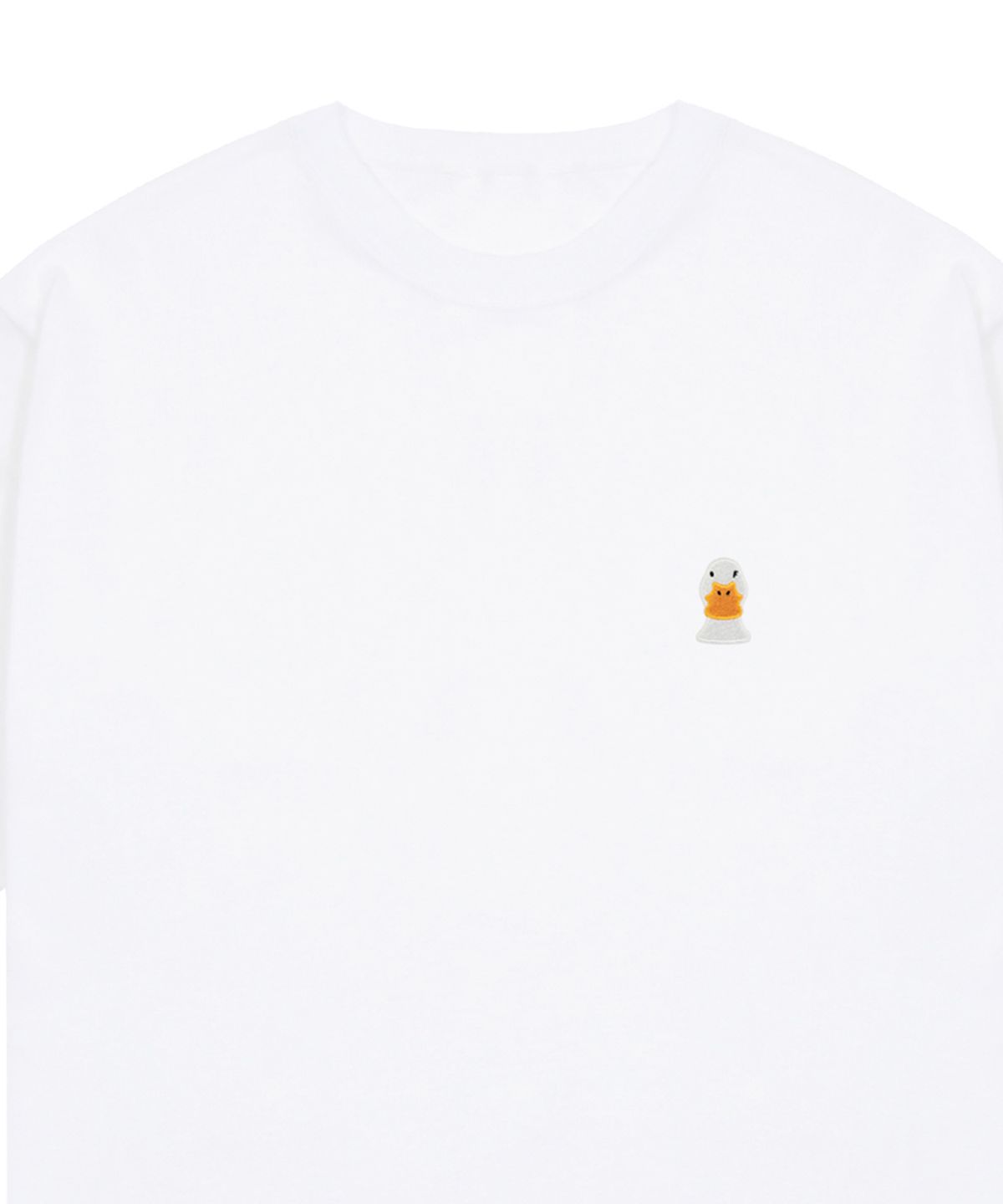 그레이버(GRAVER) [UNISEX]덕 페이스 자수 스마일 반팔티_화이트