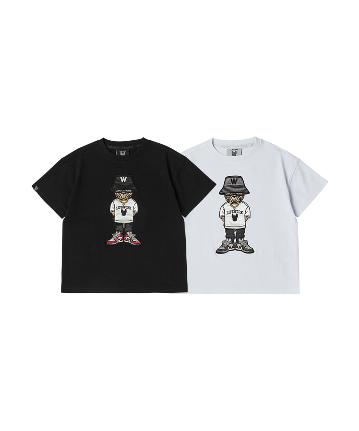라이프워크 키즈(LIFEWORK KIDS) 키즈) 힙독 아플리케 반팔 티셔츠