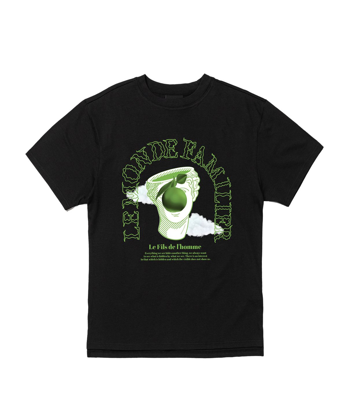 에이오엑스(AOX) White Sculpture and Apple T-shirt (Black)