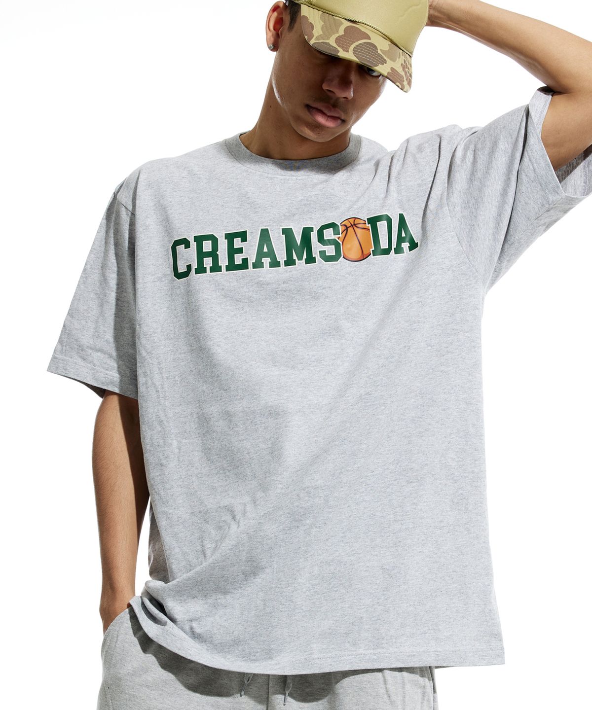 크림소다랩(CREAM SODA LAB) 씨알 볼러 반팔티 그레이 그린