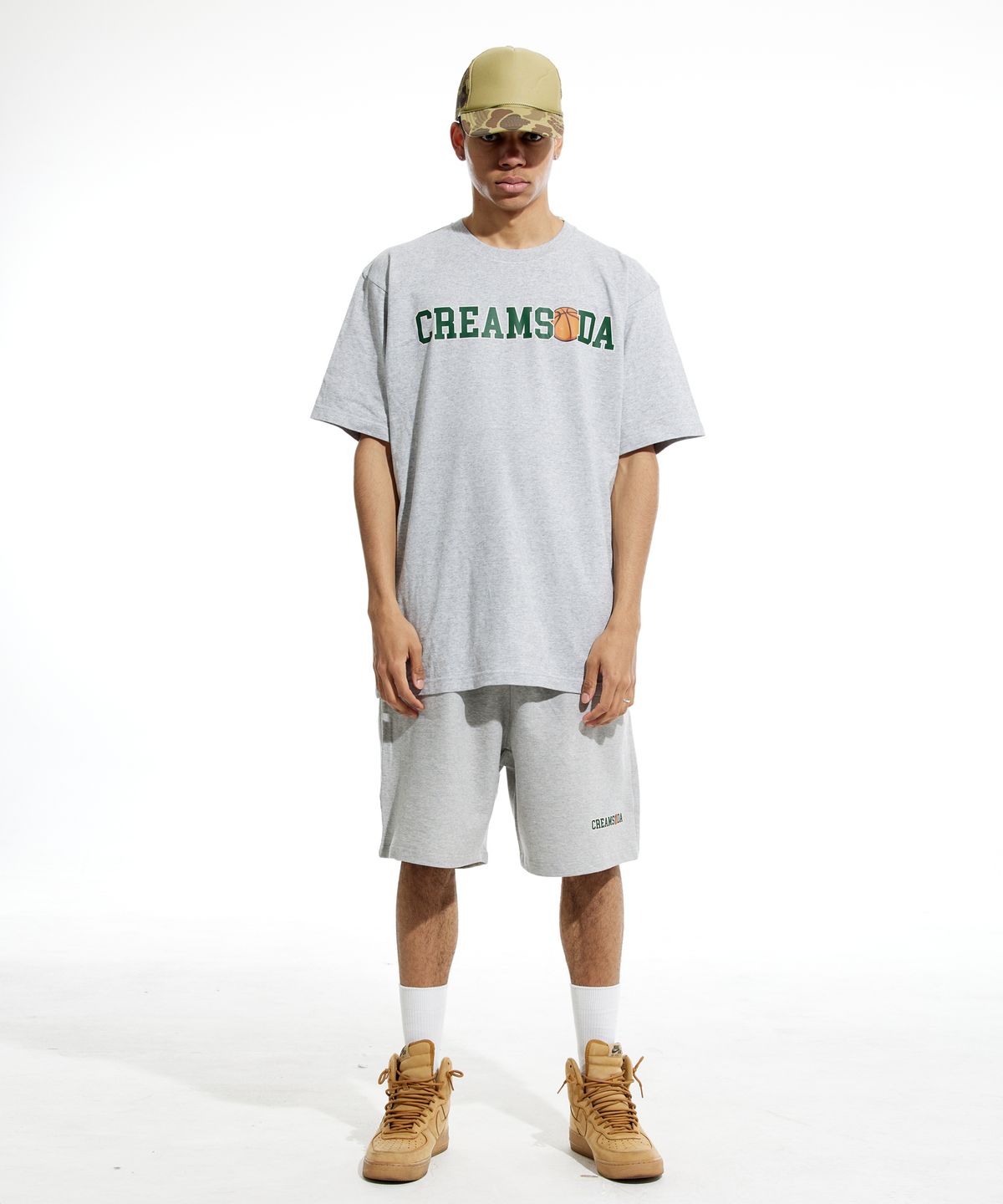 크림소다랩(CREAM SODA LAB) 씨알 볼러 반팔티 그레이 그린