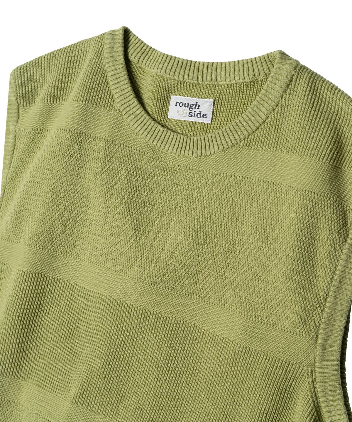 러프사이드(ROUGHSIDE) Crewneck Knit Vest Avocado