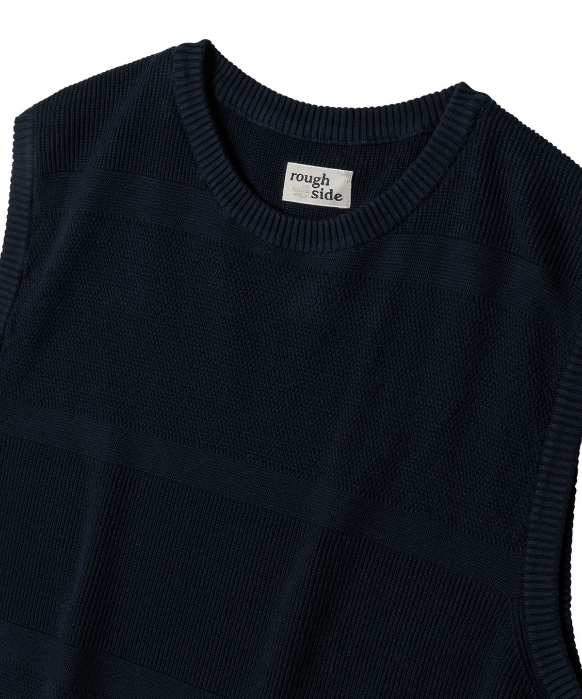 러프사이드(ROUGHSIDE) Crewneck Knit Vest Navy