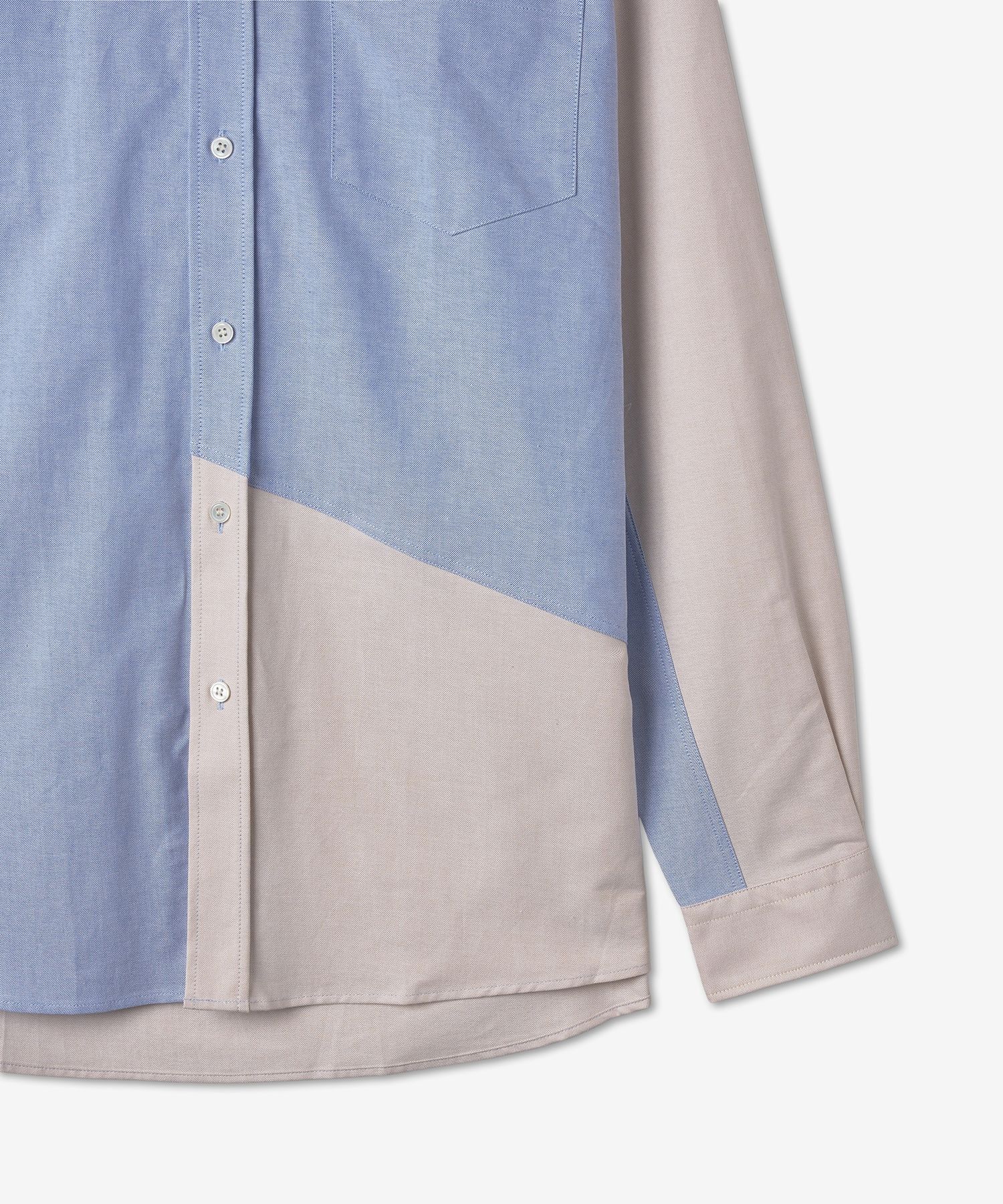 シャツ J W ANDERSON Classic Fit Patchwork Shirt Light Blue Off Whit JW Anderson Men's Classic Fit Patchwork Shirt in Light Blue
