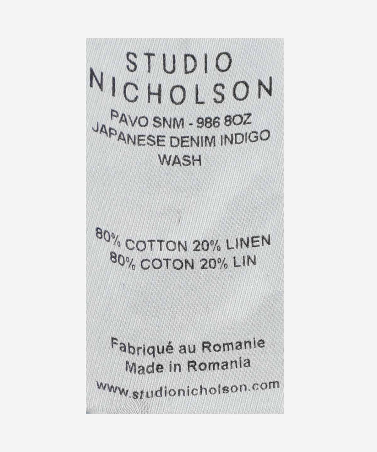 스튜디오니콜슨(STUDIO NICHOLSON) 소프트 워시 데님 반소매 셔츠 - 인디고 / PAVOSNM986INDIGOWASH