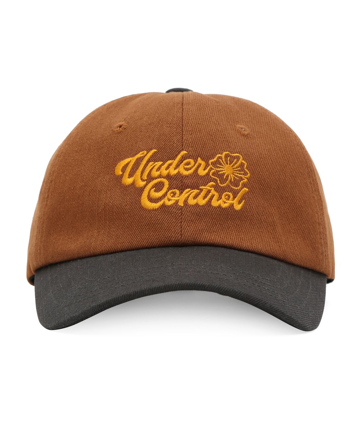 언더컨트롤(UNDERCONTROL) 사계절 워싱 코튼 배색 소프트탑 로고 볼캡 남녀공용 야구모자 FLORAL SCRIPT / WASHED B B / CAMEL CHARCOAL