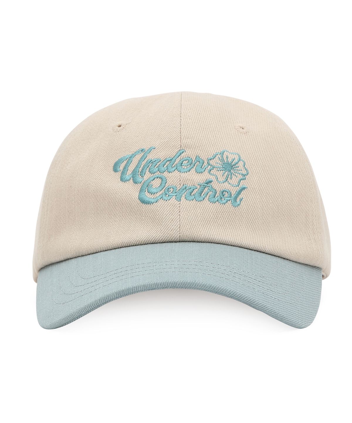 언더컨트롤(UNDERCONTROL) 사계절 워싱 코튼 배색 소프트탑 로고 볼캡 남녀공용 야구모자 FLORAL SCRIPT / WASHED B B / SKY