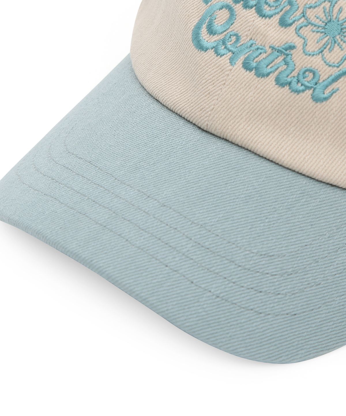 언더컨트롤(UNDERCONTROL) 사계절 워싱 코튼 배색 소프트탑 로고 볼캡 남녀공용 야구모자 FLORAL SCRIPT / WASHED B B / SKY