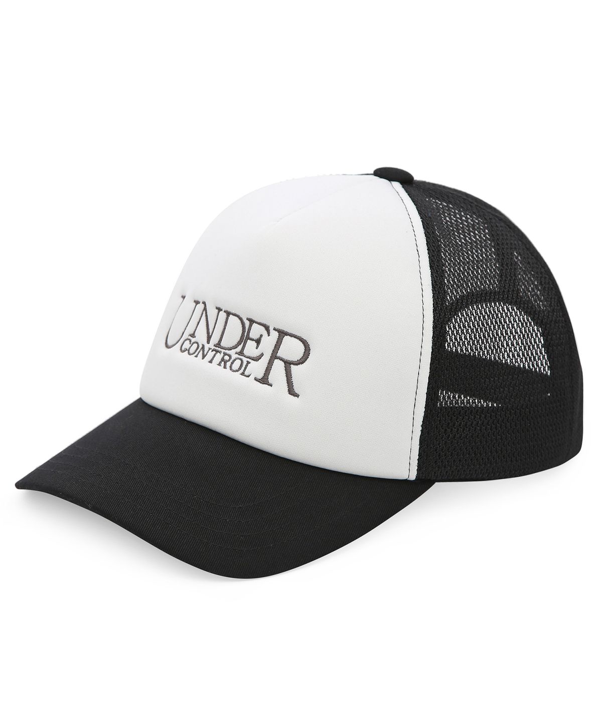 언더컨트롤(UNDERCONTROL) 여름 메쉬 햇빛 차단 로고 배색 볼캡 남녀공용 야구모자 SIGNATURE / MESH TRUCKER B B / BLACK